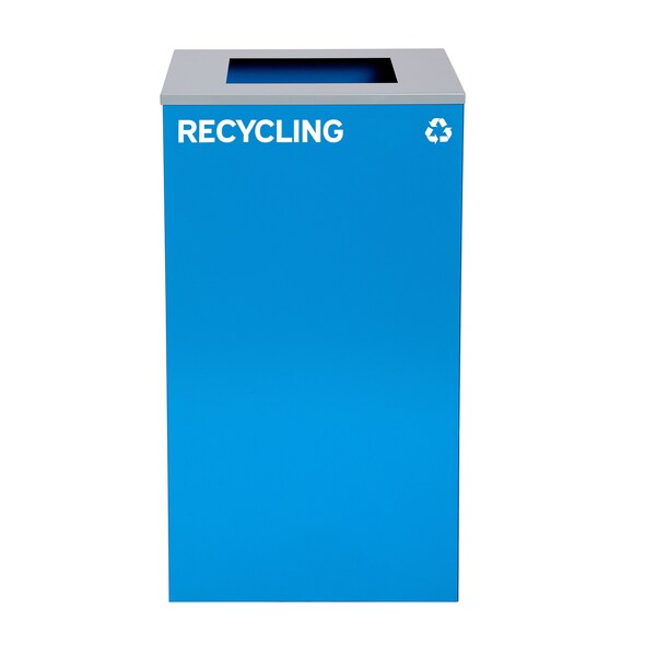Alpine Industries Square Recycling Bin, 29 Gallons, Blue Can, Square Opening Lid, for Recycling ALP4450-KIT-BLU-S-RE - main